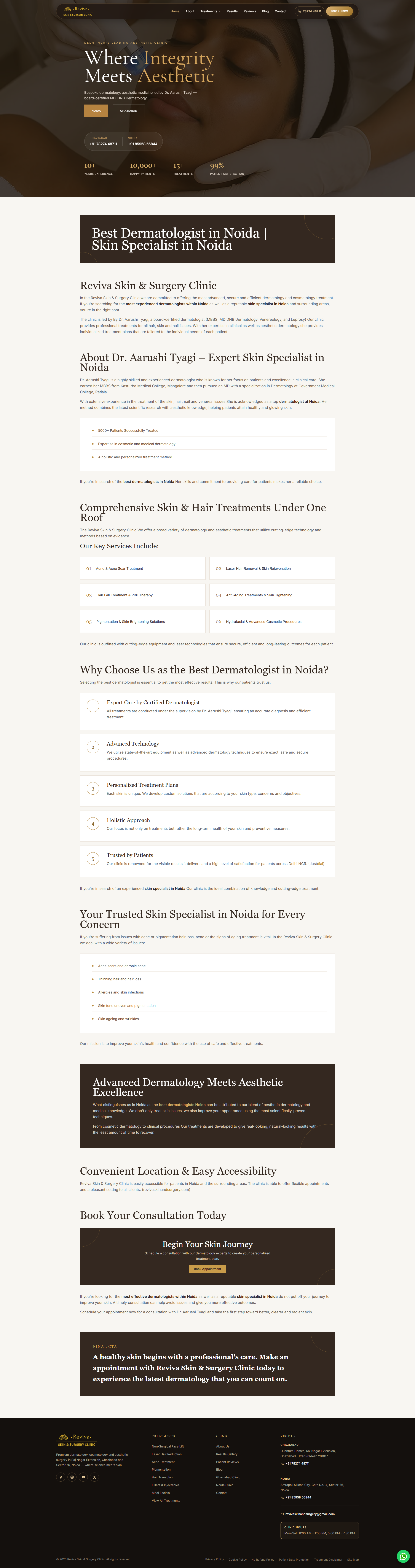 Reviva Skin and Surgery website full page preview